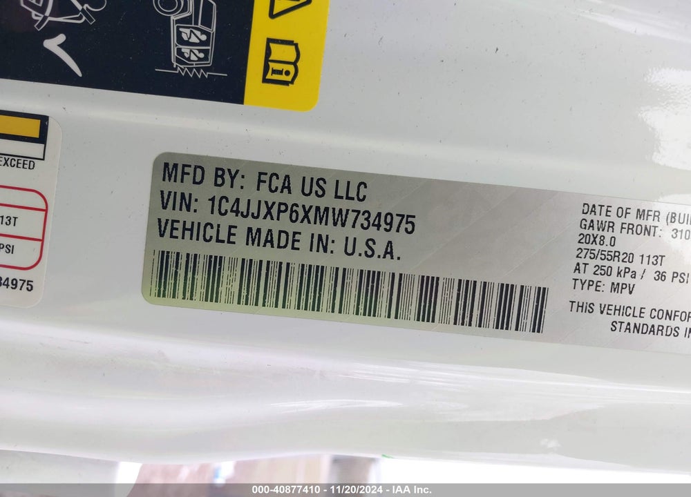 2021 JEEP WRANGLER 4XE UNLIMITED SAHARA 4X4 VIN: 1C4JJXP6XMW734975