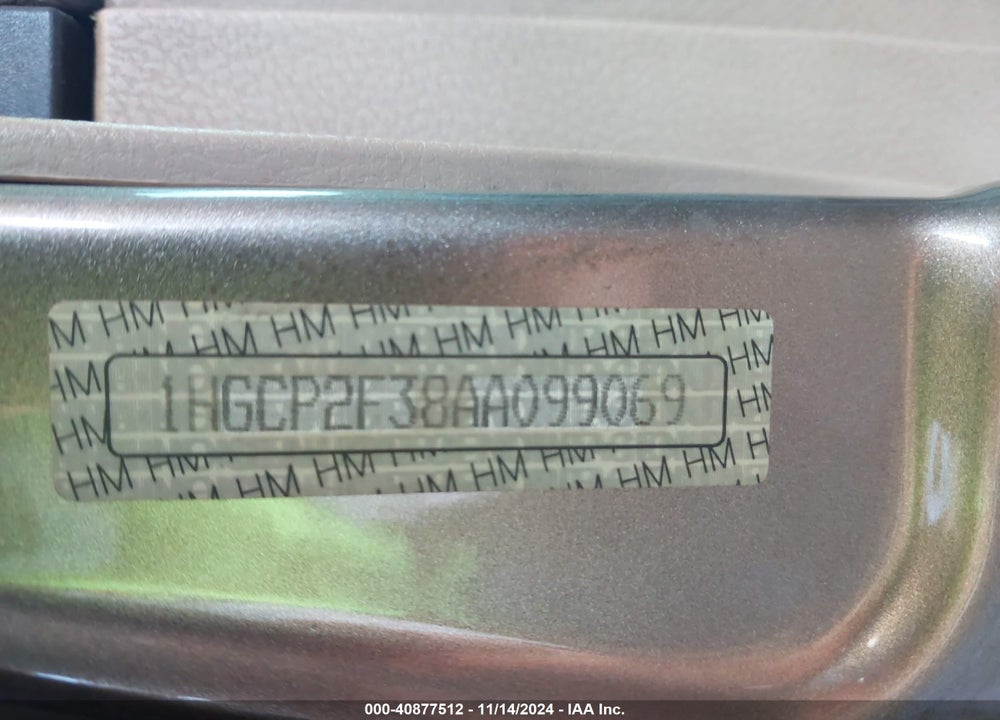 2010 HONDA ACCORD 2.4 LX VIN: 1HGCP2F38AA099069