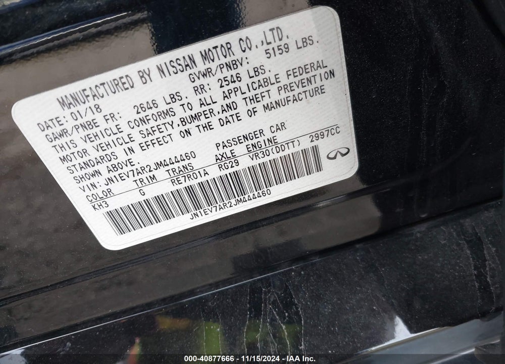 2018 INFINITI Q50 3.0T LUXE VIN: JN1EV7AR2JM444460
