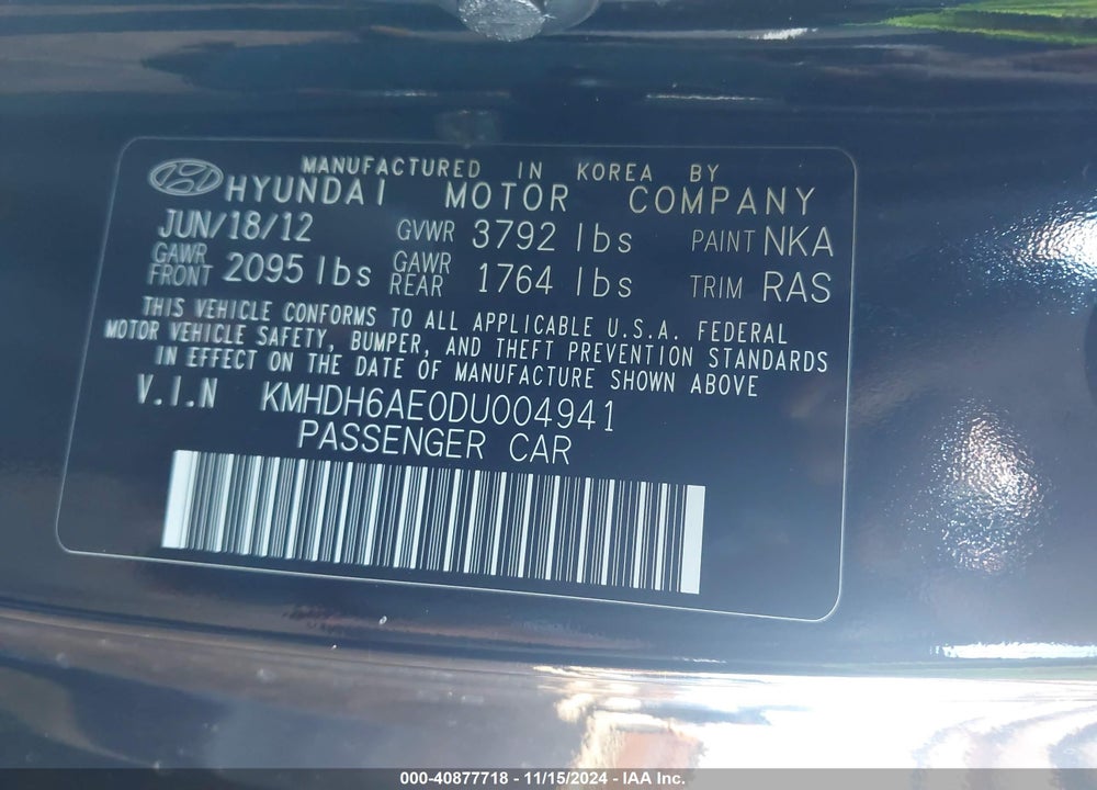 2013 HYUNDAI ELANTRA SE VIN: KMHDH6AE0DU004941