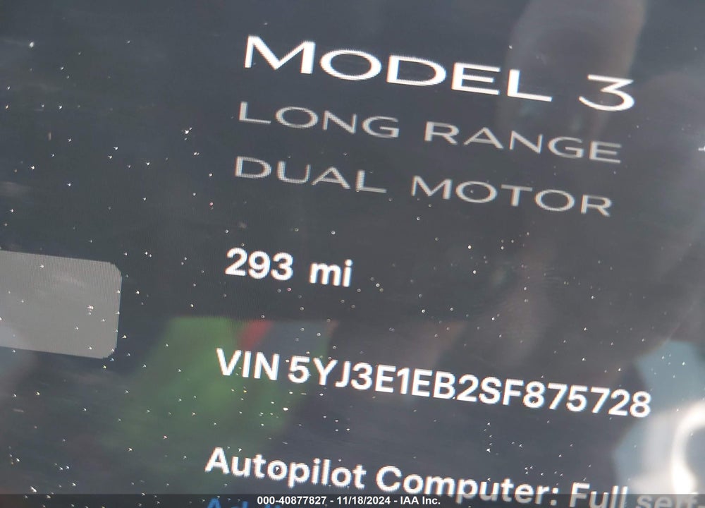 2025 TESLA MODEL 3 VIN: 5YJ3E1EB2SF875728