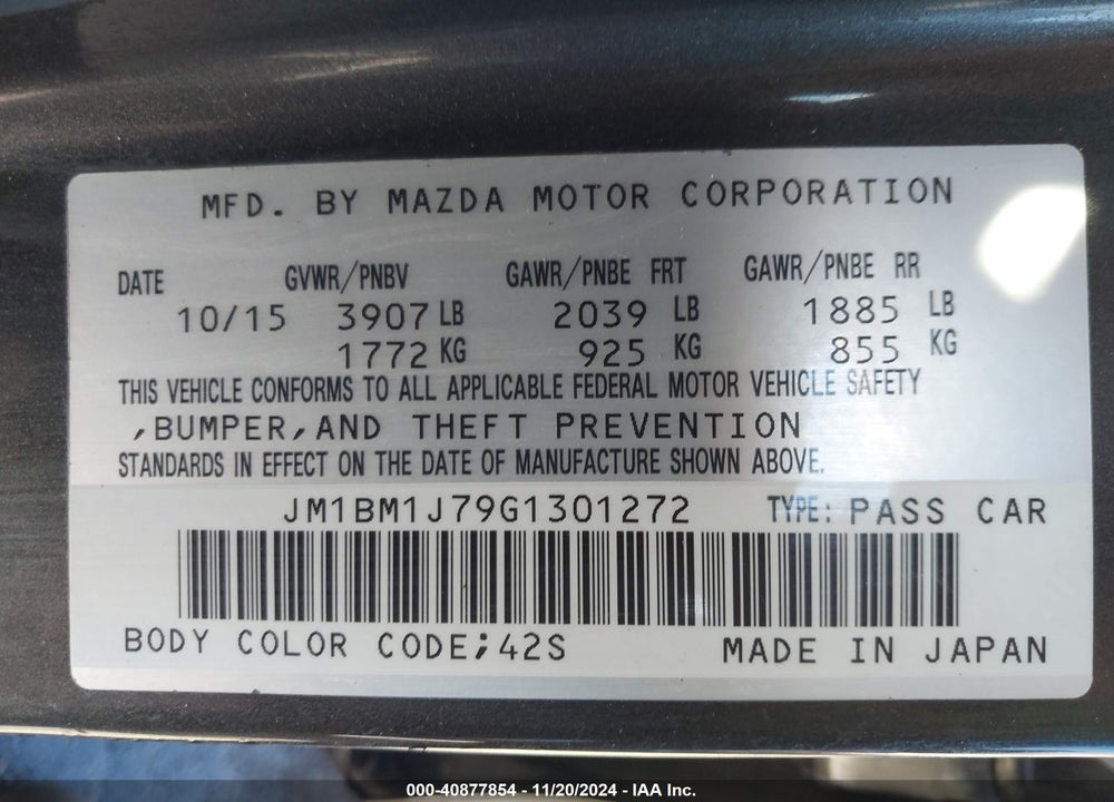 2016 MAZDA 3 I SPORT VIN: JM1BM1J79G1301272