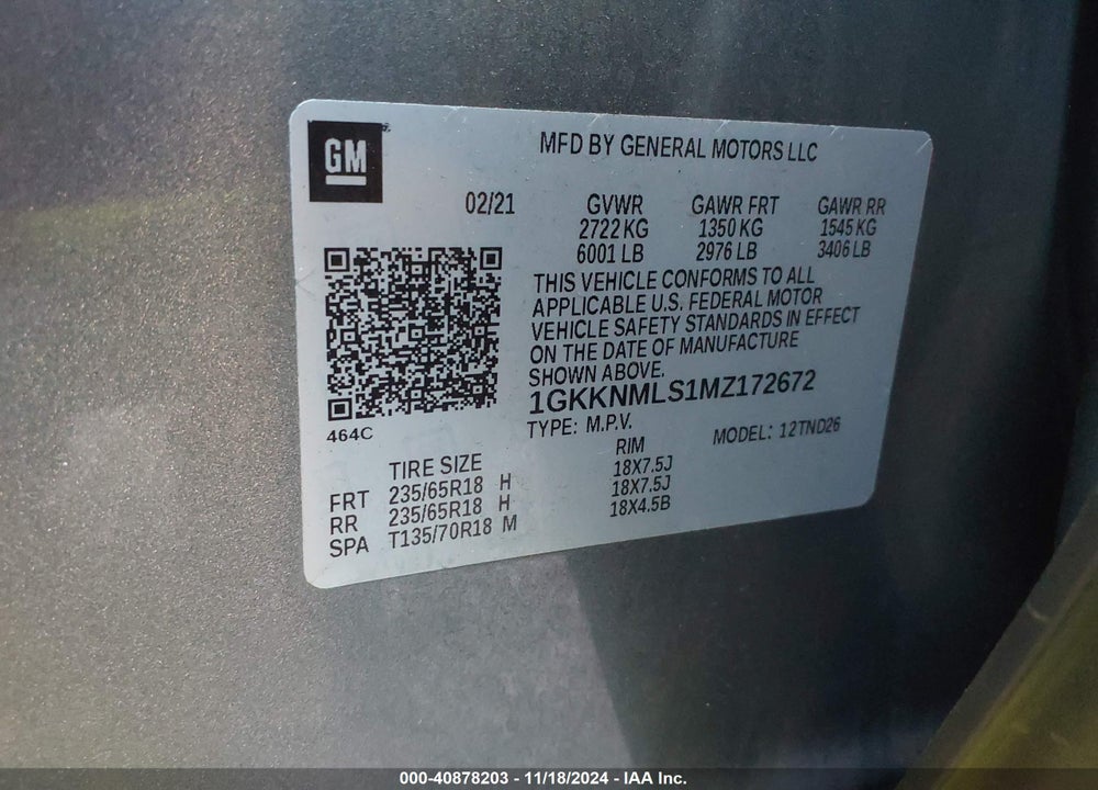 2021 GMC ACADIA FWD SLT VIN: 1GKKNMLS1MZ172672