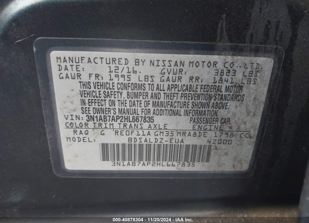 2017 NISSAN SENTRA VIN: 3N1AB7AP2HL667835