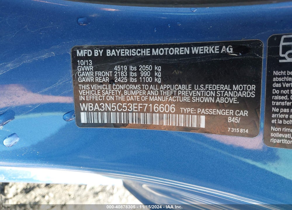 2014 BMW 428I XDRIVE VIN: WBA3N5C53EF716606