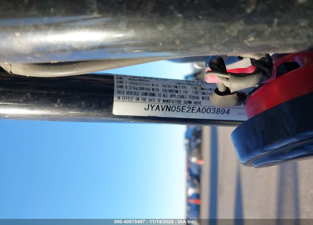 2014 YAMAHA XVS950 CU VIN: JYAVN05E2EA003894