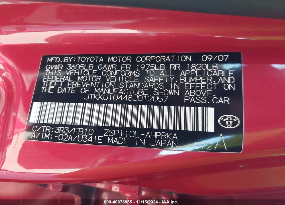 2008 SCION XD VIN: JTKKU10448J012057