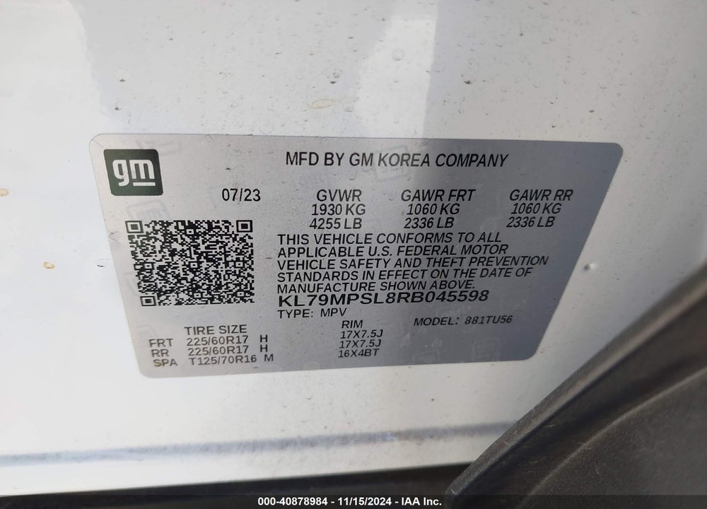 2024 CHEVROLET TRAILBLAZER FWD LT VIN: KL79MPSL8RB045598