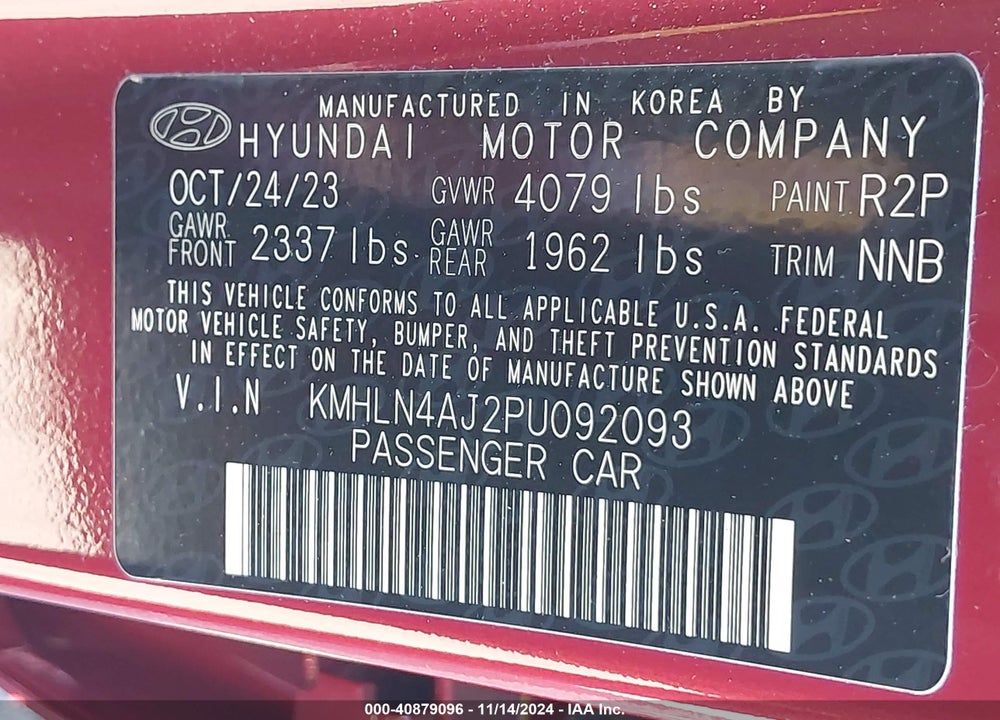 2023 HYUNDAI ELANTRA HYBRID VIN: KMHLN4AJ2PU092093