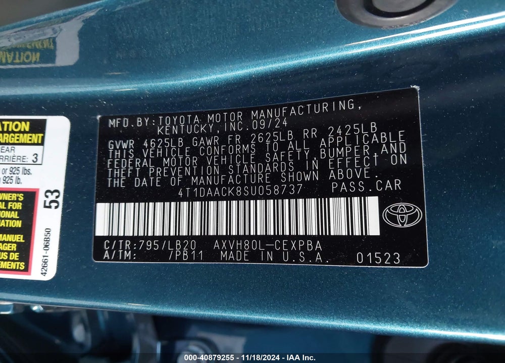 2025 TOYOTA CAMRY XSE VIN: 4T1DAACK8SU058737