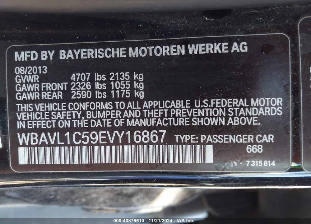 2014 BMW X1 XDRIVE28I VIN: WBAVL1C59EVY16867