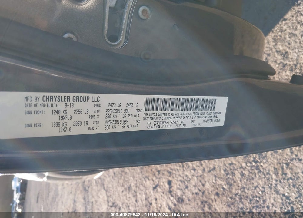2014 DODGE JOURNEY SXT VIN: 3C4PDCBG5ET137217