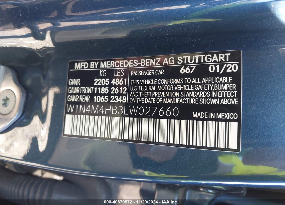 2020 MERCEDES-BENZ GLB 250 4MATIC VIN: W1N4M4HB3LW027660