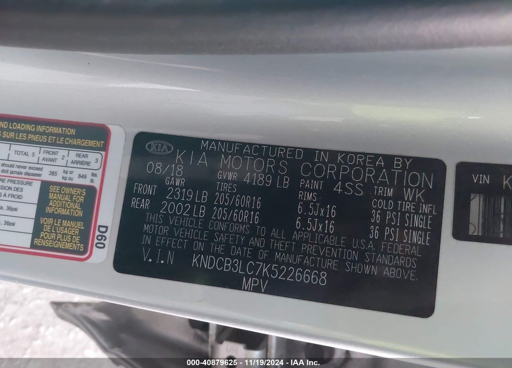 2019 KIA NIRO LX VIN: KNDCB3LC7K5226668