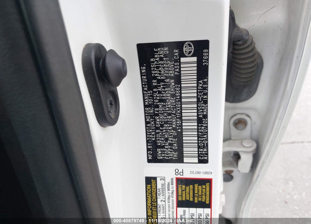 2016 TOYOTA CAMRY SE VIN: 4T1BF1FKXGU148662