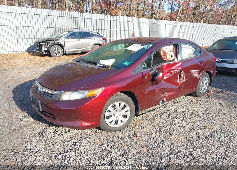 2012 HONDA CIVIC LX VIN: 19XFB2F54CE363352