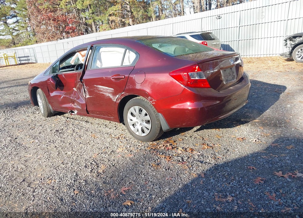 2012 HONDA CIVIC LX VIN: 19XFB2F54CE363352