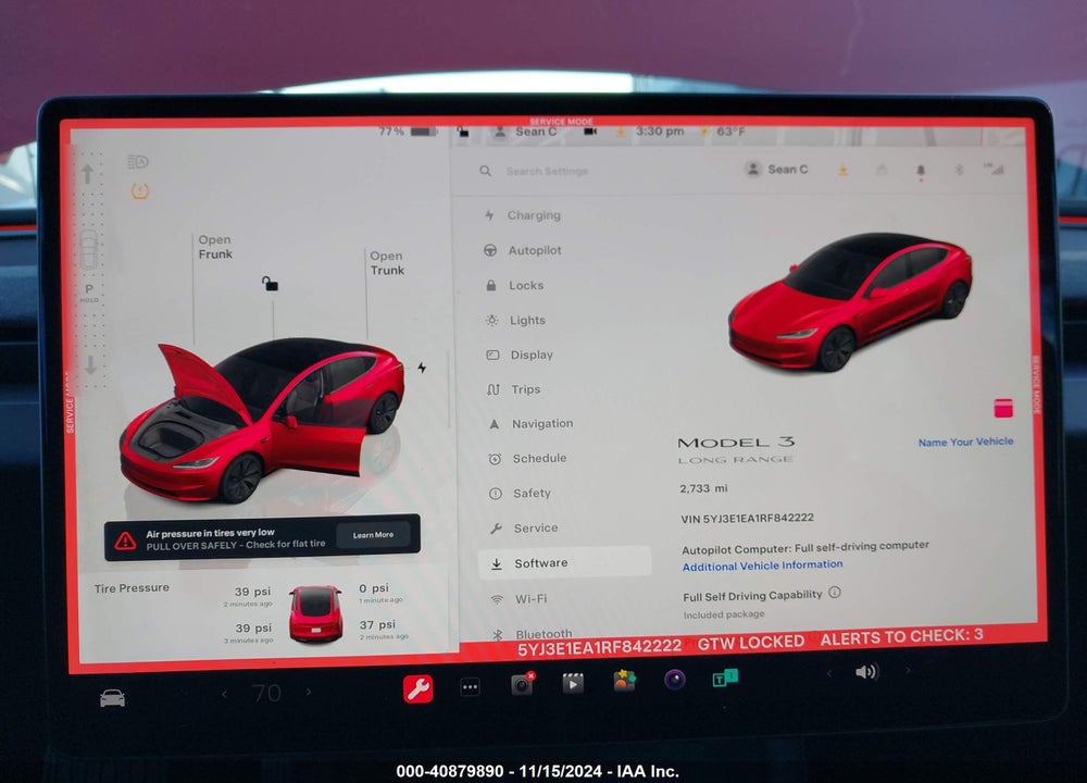 2024 TESLA MODEL 3 REAR-WHEEL DRIVE VIN: 5YJ3E1EA1RF842222