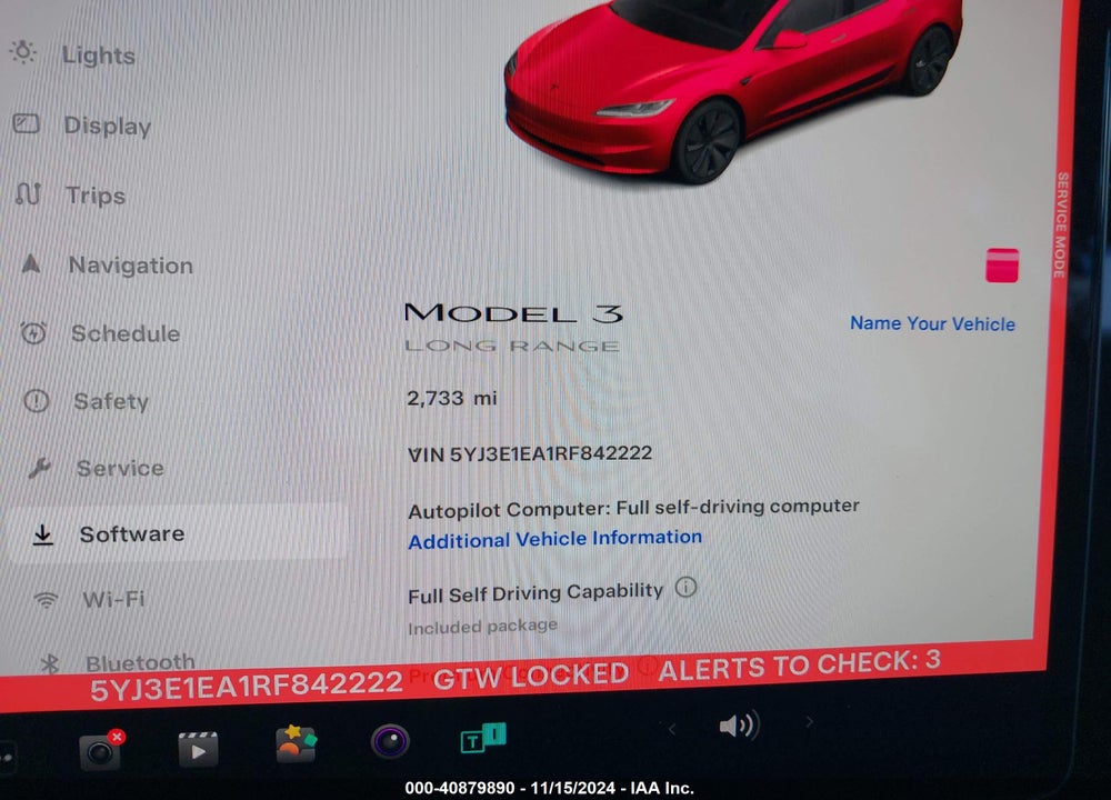 2024 TESLA MODEL 3 REAR-WHEEL DRIVE VIN: 5YJ3E1EA1RF842222
