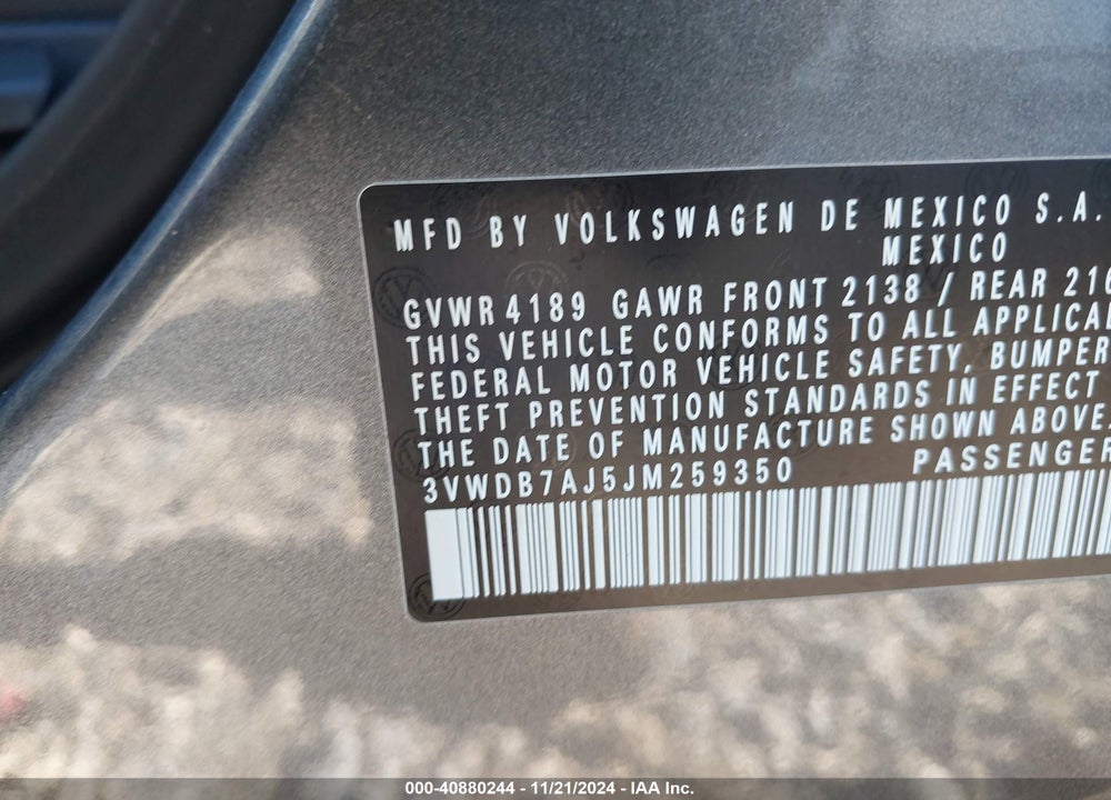 2018 VOLKSWAGEN JETTA 1.4T SE/1.4T WOLFSBURG EDITION VIN: 3VWDB7AJ5JM259350