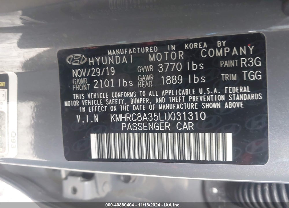 2020 HYUNDAI VENUE SEL VIN: KMHRC8A35LU031310