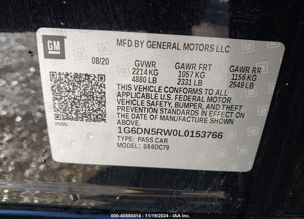 2020 CADILLAC CT5 PREMIUM LUXURY VIN: 1G6DN5RW0L0153766