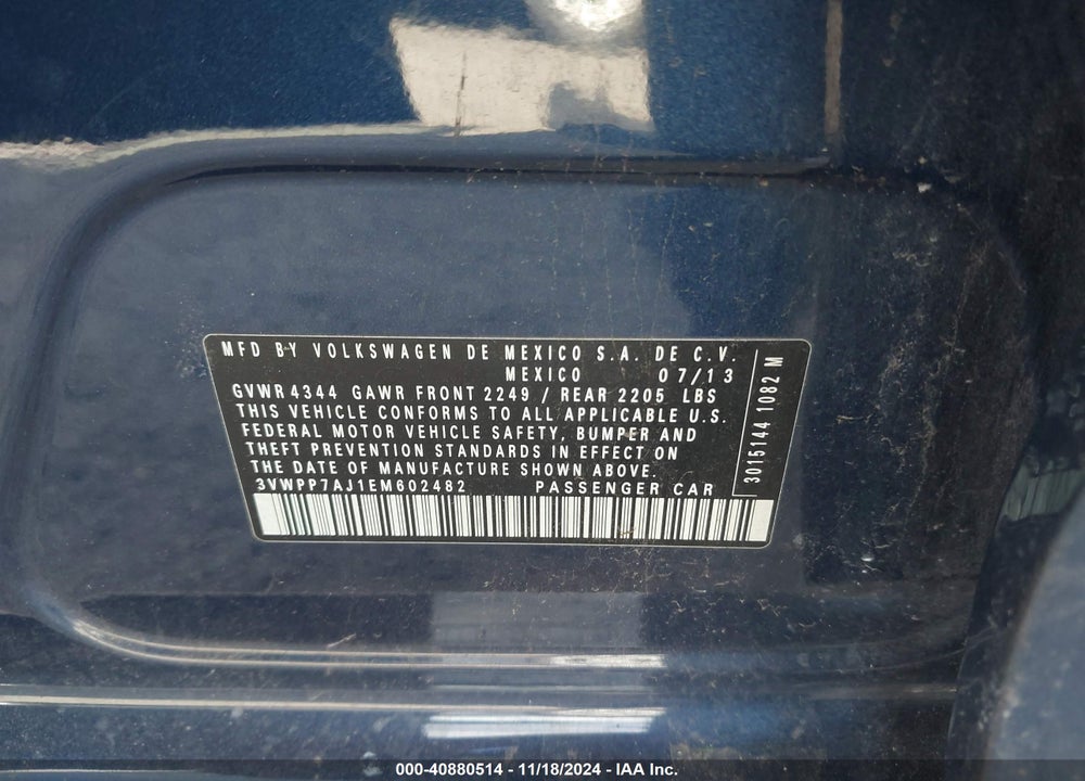 2014 VOLKSWAGEN JETTA SPORTWAGEN 2.5L S VIN: 3VWPP7AJ1EM602482