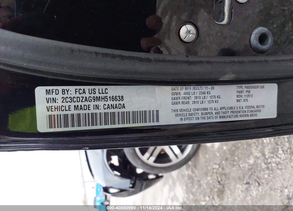 2021 DODGE CHALLENGER SXT VIN: 2C3CDZAG9MH516638