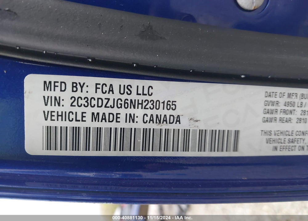 2022 DODGE CHALLENGER GT VIN: 2C3CDZJG6NH230165