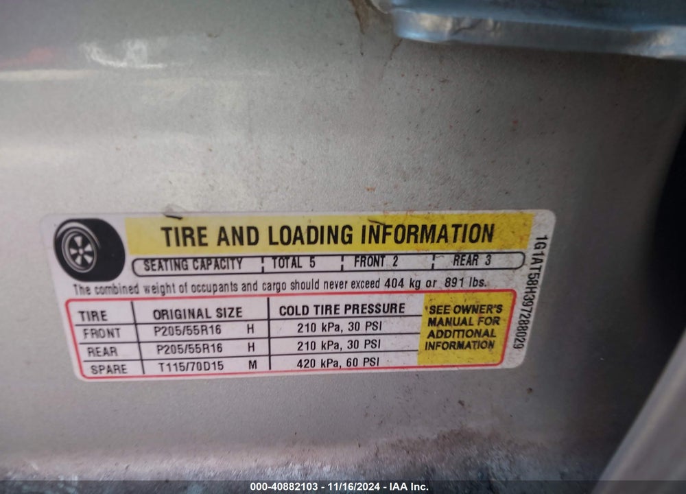 2009 CHEVROLET COBALT LT VIN: 1G1AT58H397288029