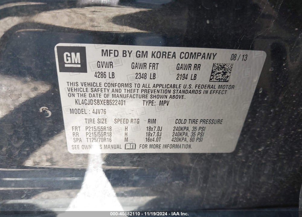 2014 BUICK ENCORE PREMIUM VIN: KL4CJDSBXEB522401