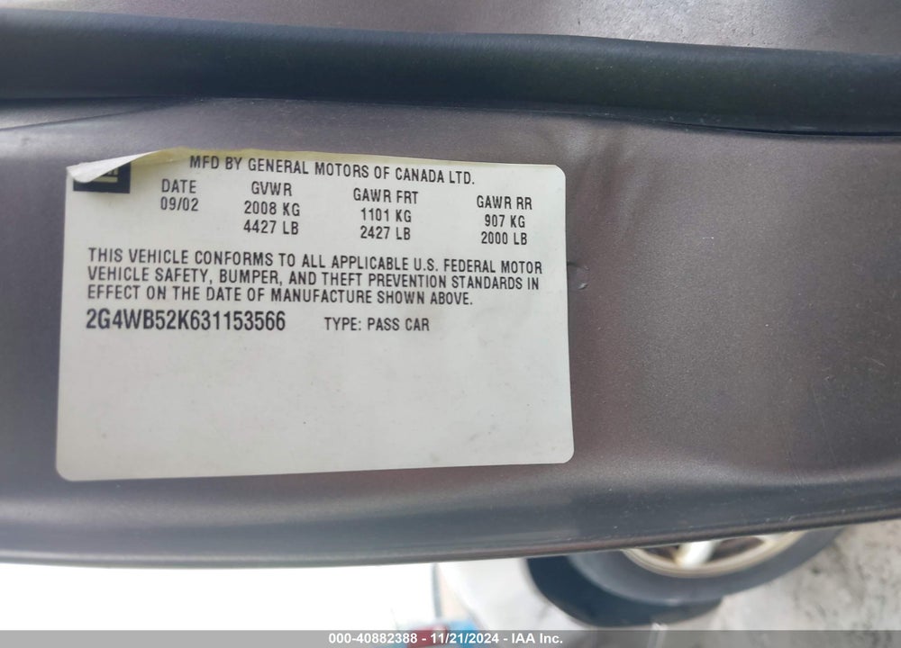2003 BUICK REGAL LS VIN: 2G4WB52K631153566