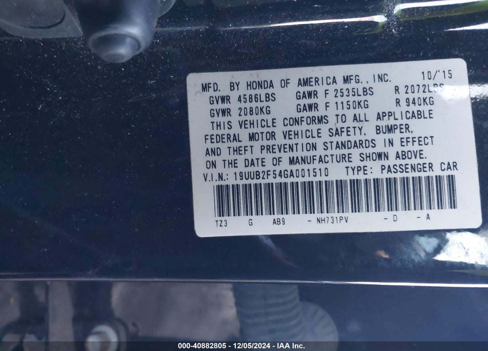2016 ACURA TLX V6 TECH VIN: 19UUB2F54GA001510
