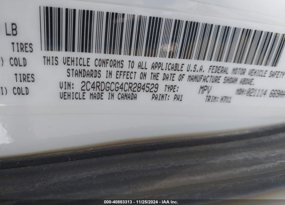 2012 DODGE GRAND CARAVAN SXT VIN: 2C4RDGCG4CR284529