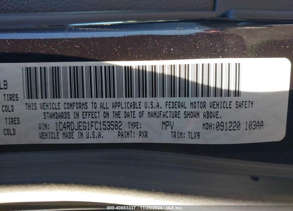 2015 DODGE DURANGO CITADEL VIN: 1C4RDJEG1FC153582