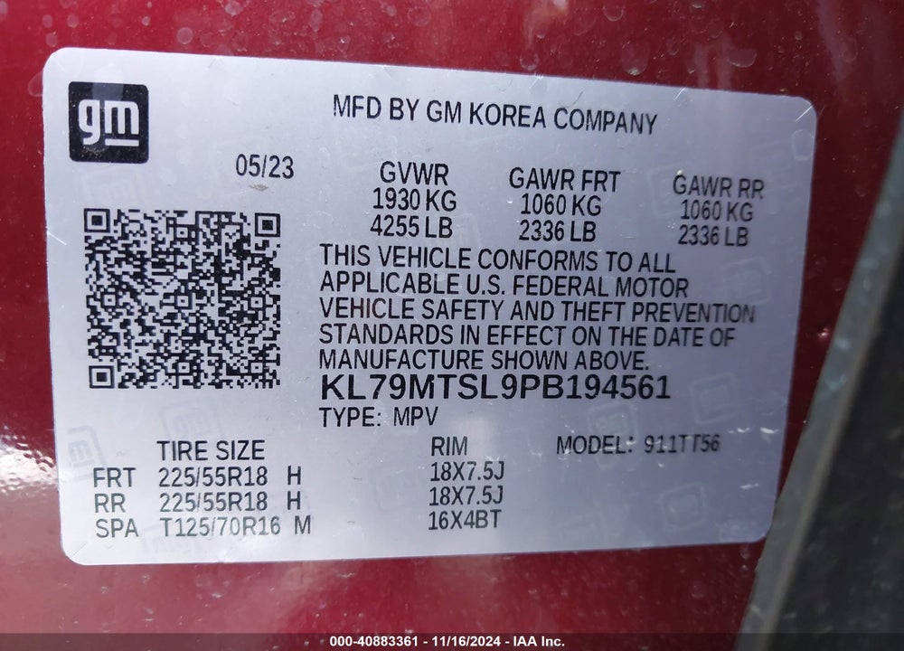 2023 CHEVROLET TRAILBLAZER FWD RS VIN: KL79MTSL9PB194561