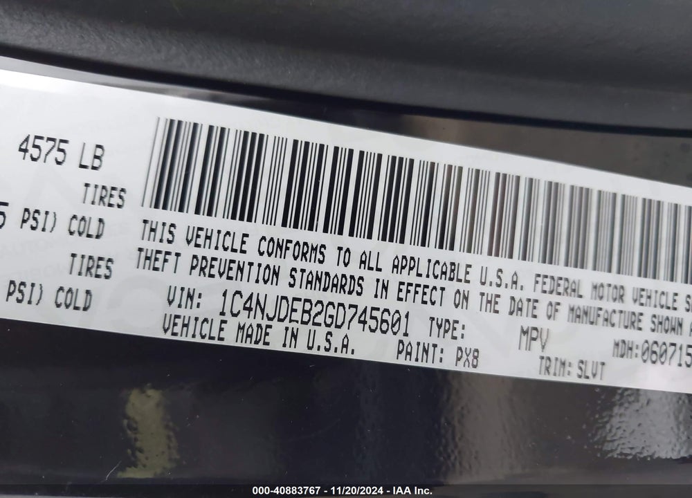 2016 JEEP COMPASS HIGH ALTITUDE EDITION VIN: 1C4NJDEB2GD745601