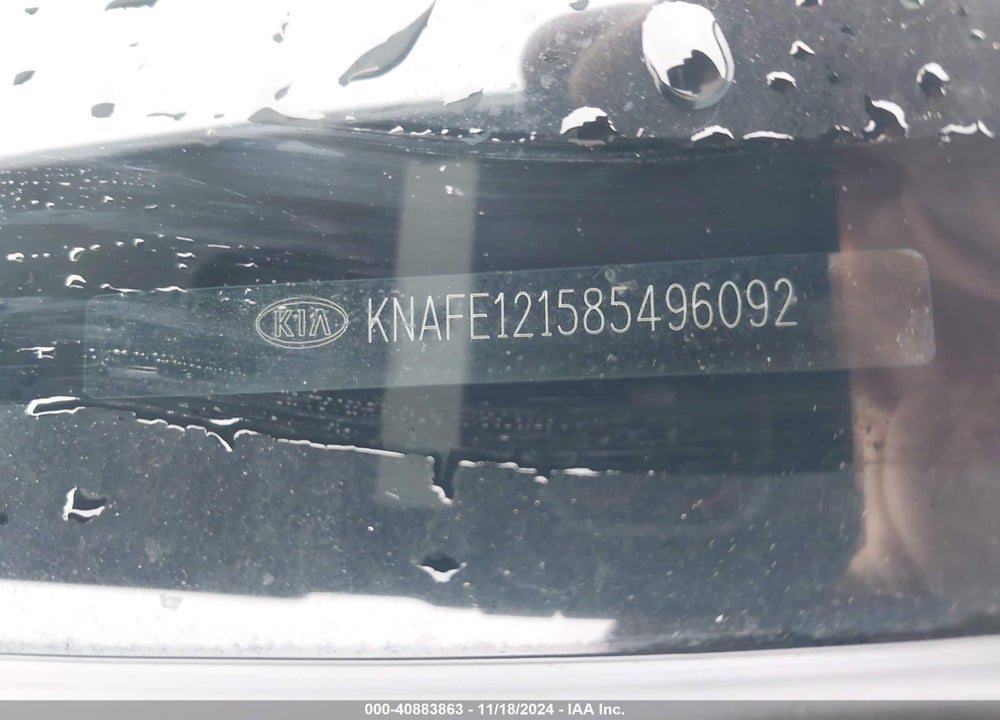 2008 KIA SPECTRA LX VIN: KNAFE121585496092