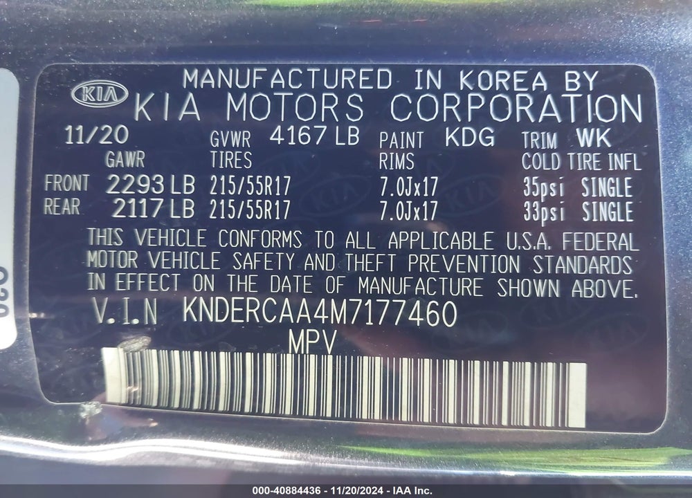 2021 KIA SELTOS EX VIN: KNDERCAA4M7177460