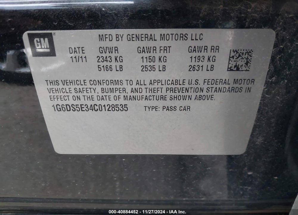 2012 CADILLAC CTS PREMIUM VIN: 1G6DS5E34C0128535