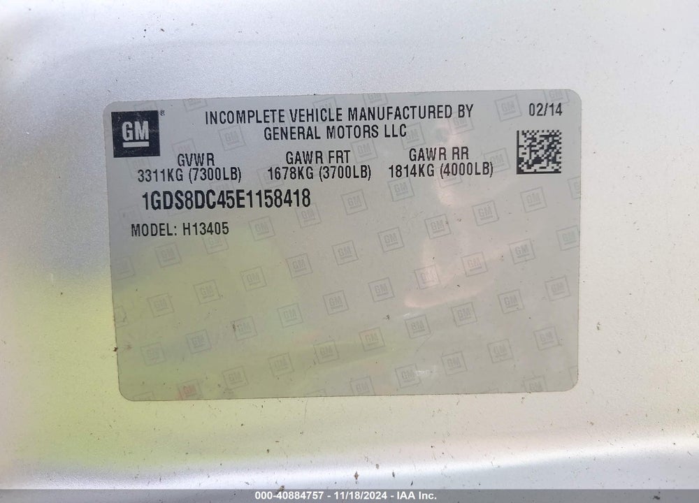 2014 GMC SAVANA 1500 UPFITTER VIN: 1GDS8DC45E1158418