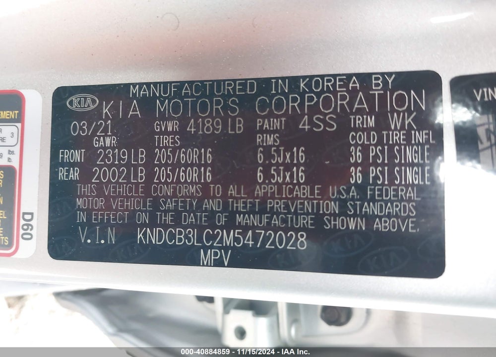 2021 KIA NIRO LXS VIN: KNDCB3LC2M5472028