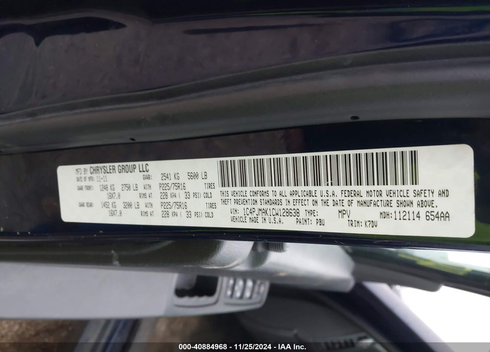 2012 JEEP LIBERTY SPORT VIN: 1C4PJMAK1CW128638