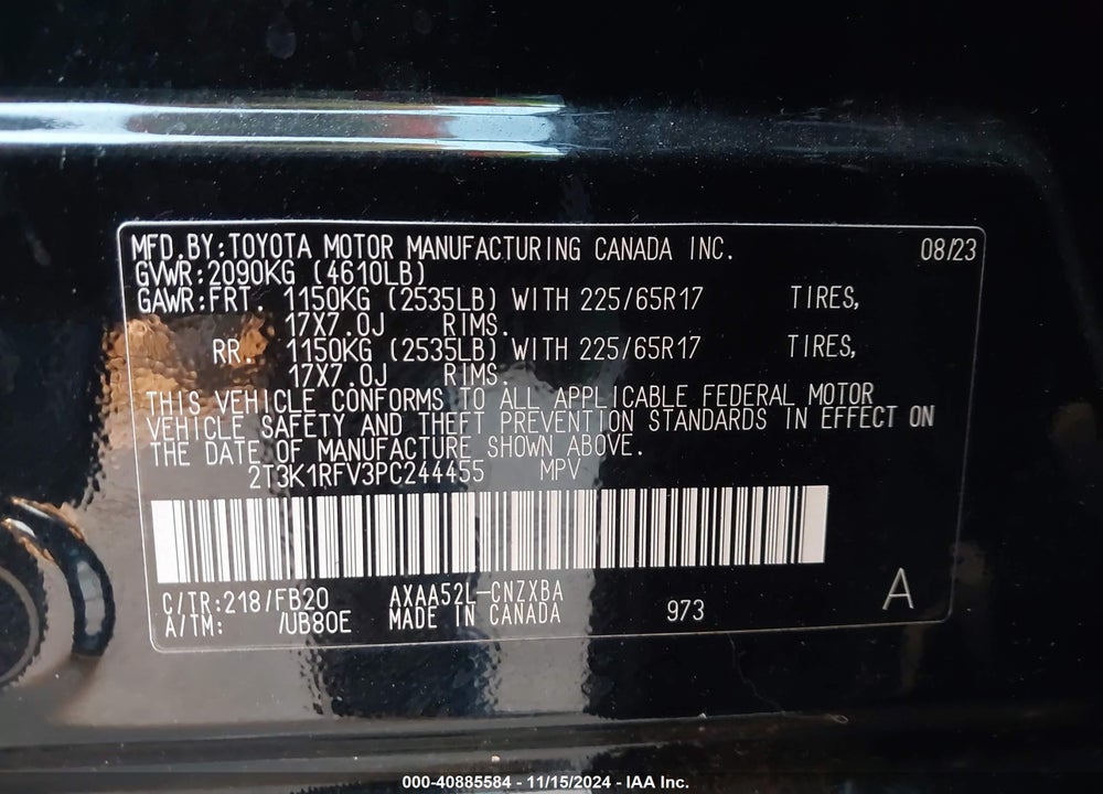 2023 TOYOTA RAV4 LE VIN: 2T3K1RFV3PC244455