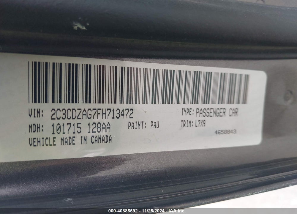 2015 DODGE CHALLENGER SXT VIN: 2C3CDZAG7FH713472