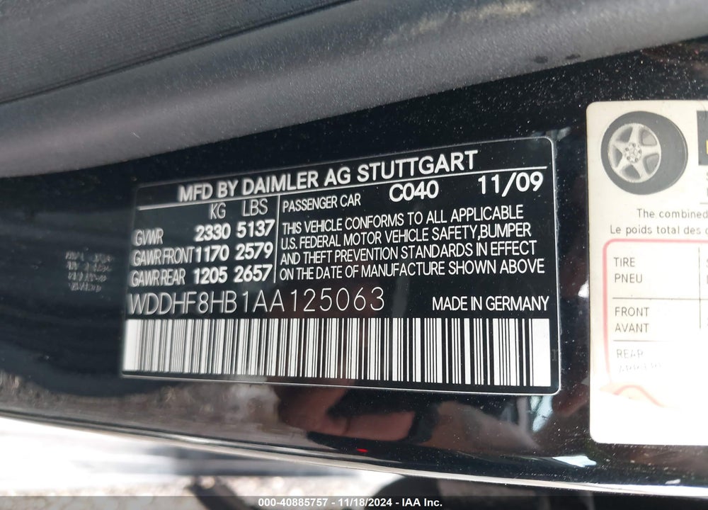 2010 MERCEDES-BENZ E 350 4MATIC VIN: WDDHF8HB1AA125063
