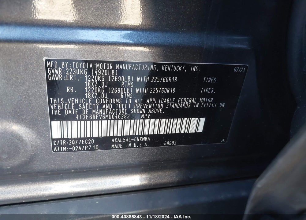 2021 TOYOTA RAV4 HYBRID XSE VIN: 4T3E6RFV6MU046283
