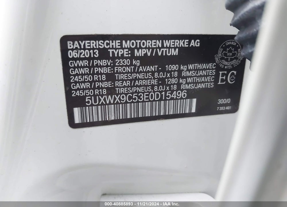 2014 BMW X3 XDRIVE28I VIN: 5UXWX9C53E0D15496