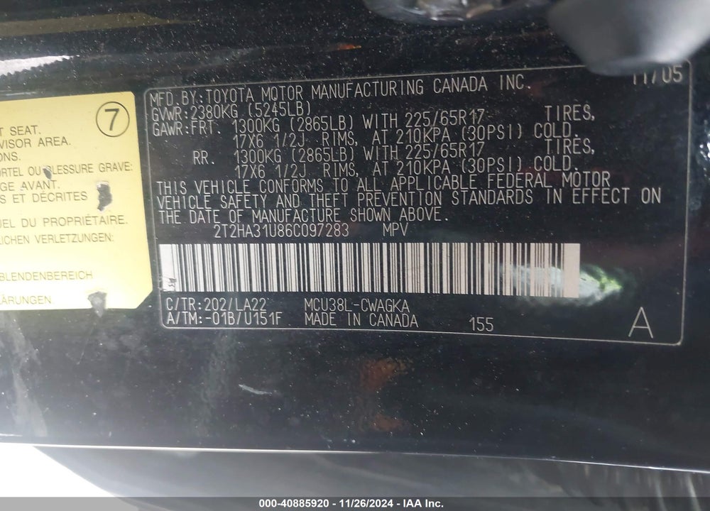 2006 LEXUS RX 330 VIN: 2T2HA31U86C097283