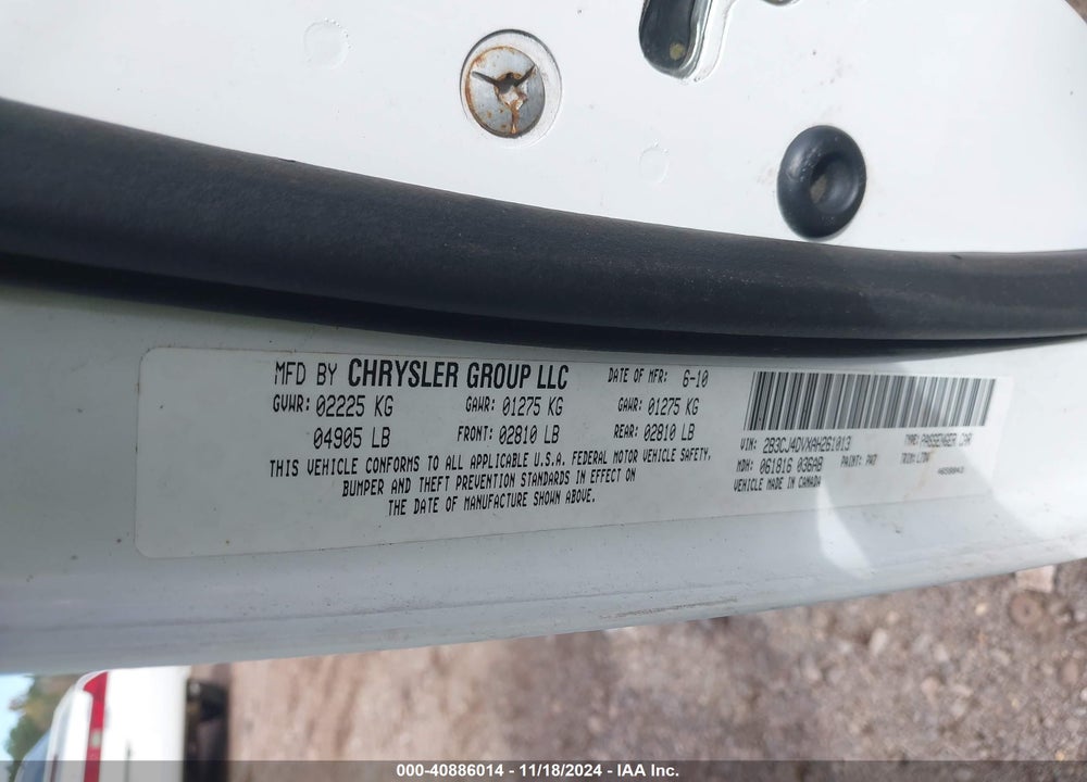 2010 DODGE CHALLENGER SE VIN: 2B3CJ4DVXAH261013